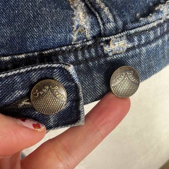 Free People distressed denim hooded jacket - Picture 8 of 16